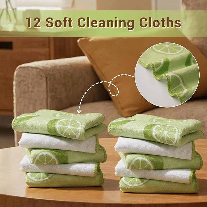 YUA Microfiber Cleaning Cloth 12 Pack, Microfiber Towels Cleaning, Microfiber - Image 3