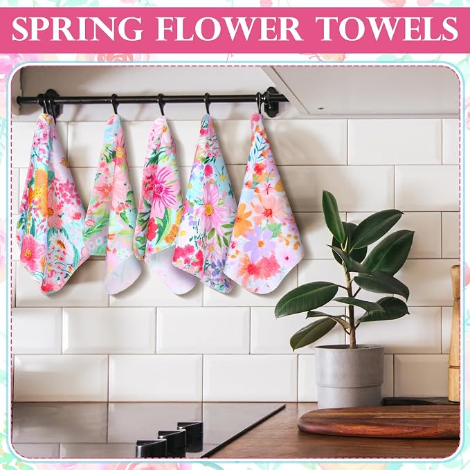 36 Pack Bright Flowers Reusable Cleaning Cloths Washable Cotton Kitchen Towels - Image 3