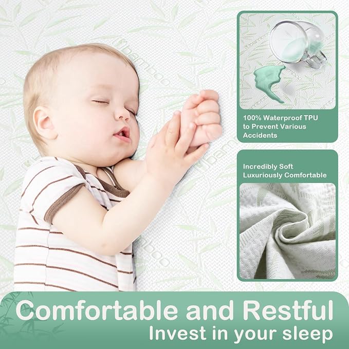 Twin Mattress Protector Waterproof Mattress Pad Washable Bamboo Rayon Mattress - Image 3