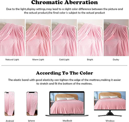 NEWCOSPLAY Super Soft Queen Blanket Pink Premium Silky Flannel Fleece Leaves Pattern Lightweight Bed Blanket All Season Use (Pink, Queen(90"x90"))