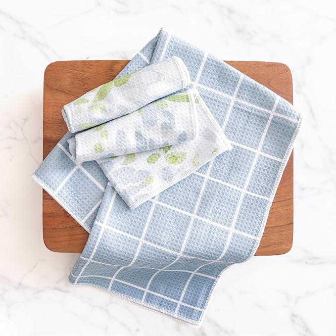 ELYN Microfiber Kitchen Dish Towel & Dish Cloth Set, Quick-Dry & Absorbent - Image 6