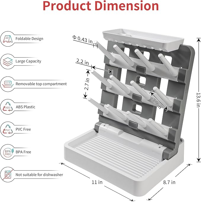 Baby Bottle Drying Rack, Vertical Standing Bottle Drying Rack Holder-Space - Image 2