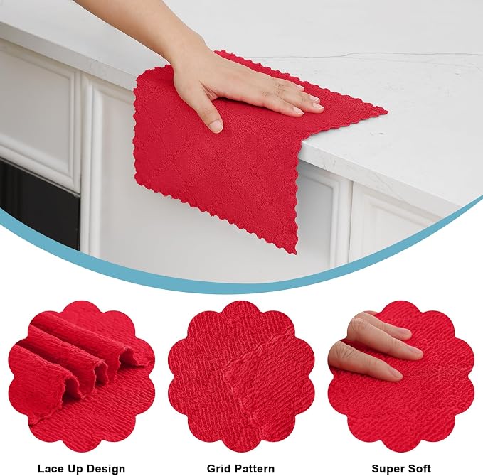 Homaxy 12 Pack Kitchen Dish Cloths, Super Soft and Absorbent Coral Velvet Dish - Image 2