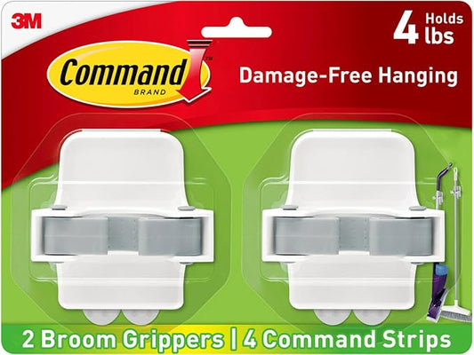 Command Broom Grippers, 2 Hangers and 4 Strips, Damage-Free Mop and Broom by Command