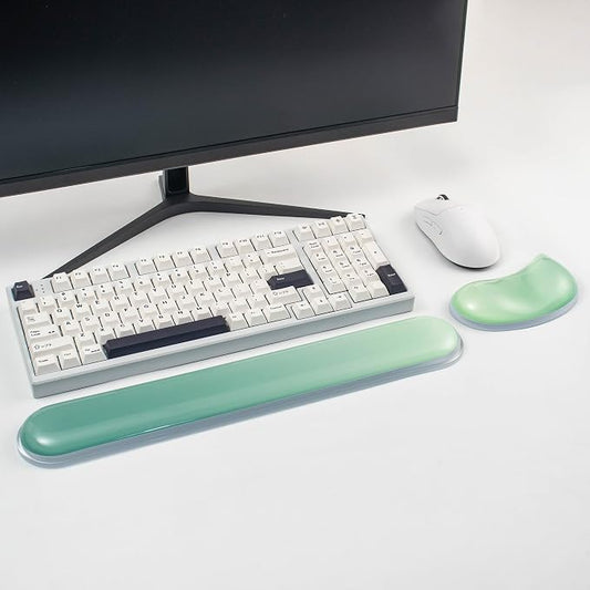 Gel Keyboard and Mouse Wrist Rest Set –Green Clear Wrist Rest by Sumgsn