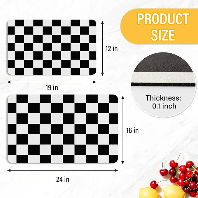 Checkered Dish Drying Mat 24" x 16" - Image 2
