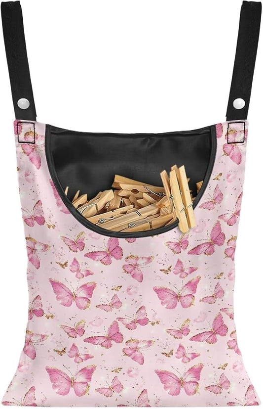 2 Pcs Butterflies Print Clothespin Bag by Unknown