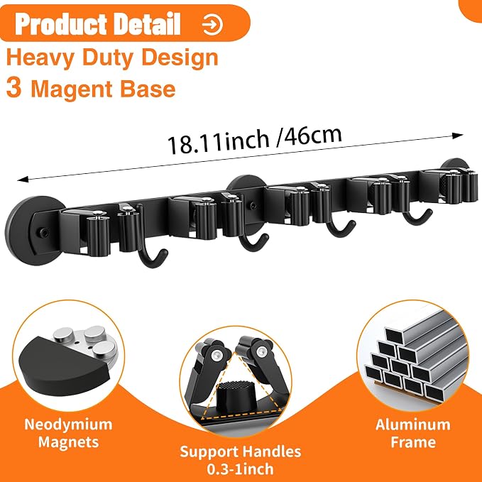 Magnetic Broom Holder Wall Mount - Image 2