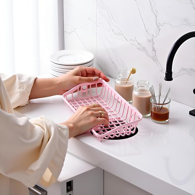 Pink Multifunctional Drain Rack, Hanging Storage Rack Drain Rack Sink Shelf - Image 7