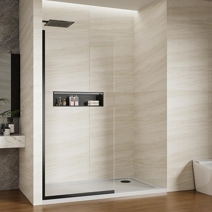 Shower Screen 36" x 76" Half Frameless Shower Wall Panel, Tempered Glass 3/8 by ViivppaiShowerDoors