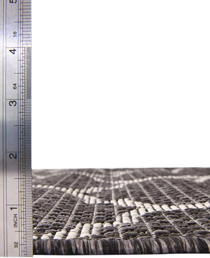 Unique Loom Outdoor Trellis Collection Area Rug - Trellis (Rectangular 2' 0" x 3' 1", Black/ Ivory)