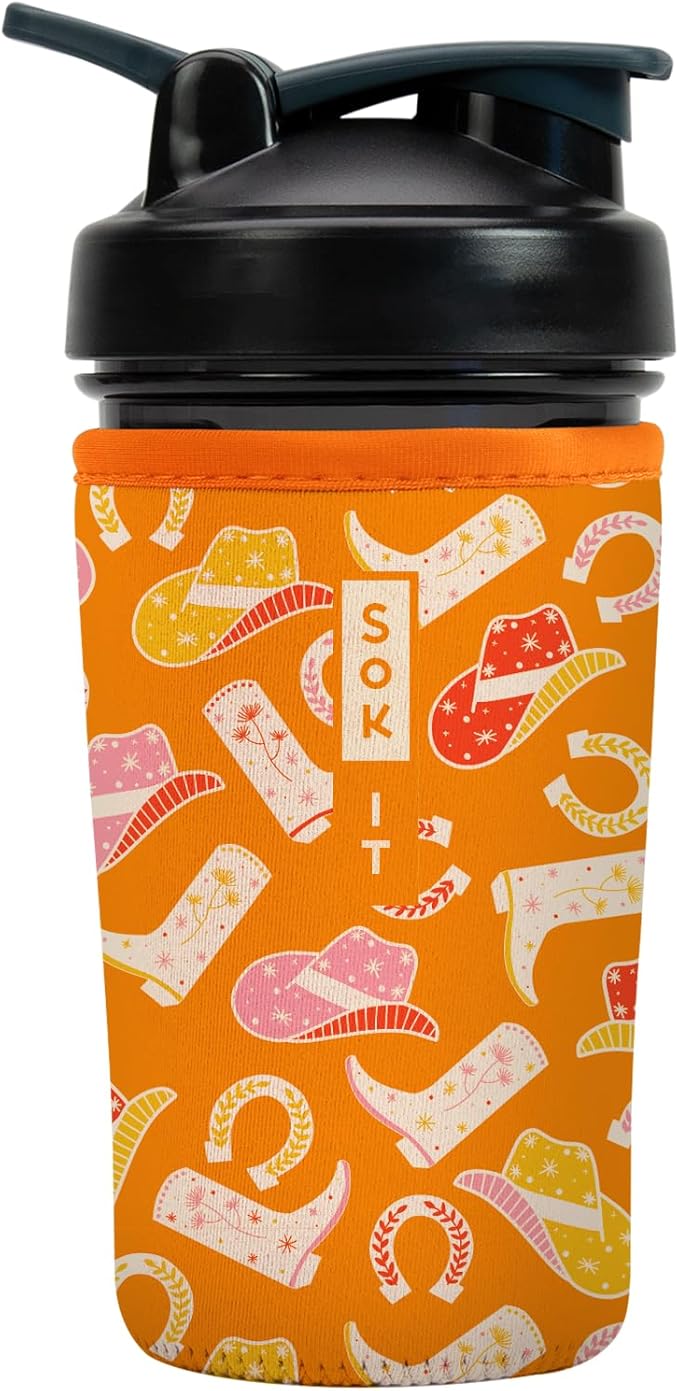 Sok It BotlSok Protein Blender Shaker Bottle Sleeve Insulated Neoprene Cover (Cowgirl Couture, Fits 24oz Blender)