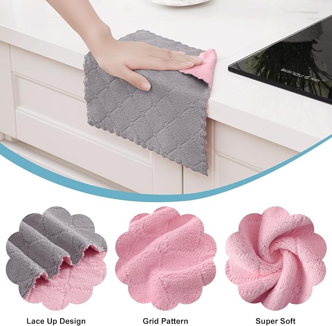 Homaxy 12 Pack Kitchen Cloths Dish Towels, Super Soft and Absorbent Dish Cloths - Image 2