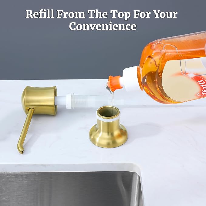 Brushed Gold Sink Soap Dispenser - Image 3