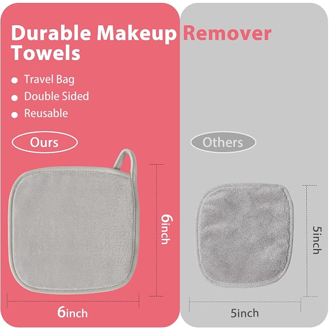 Makeup Remover Cloth, 12 Pack Makeup Remover Pads Microfiber Face Washcloth - Image 4