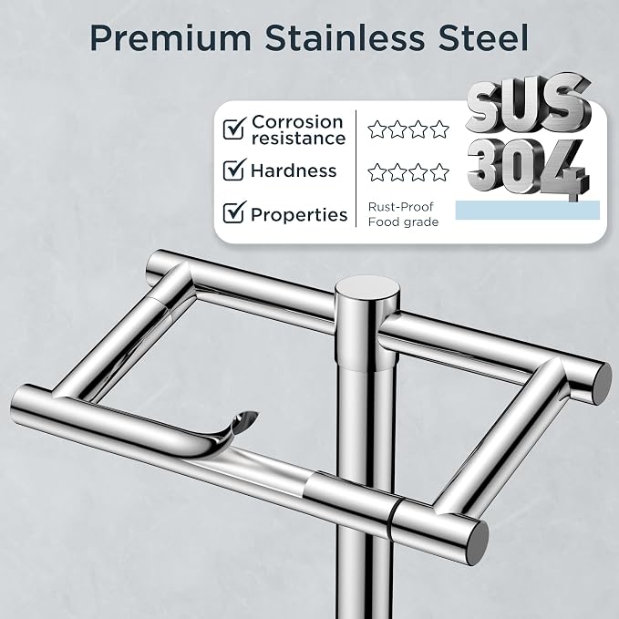 FORIOUS Toilet Paper Holder Wall Mount, Stainless Steel Rustproof Double Post - Image 4