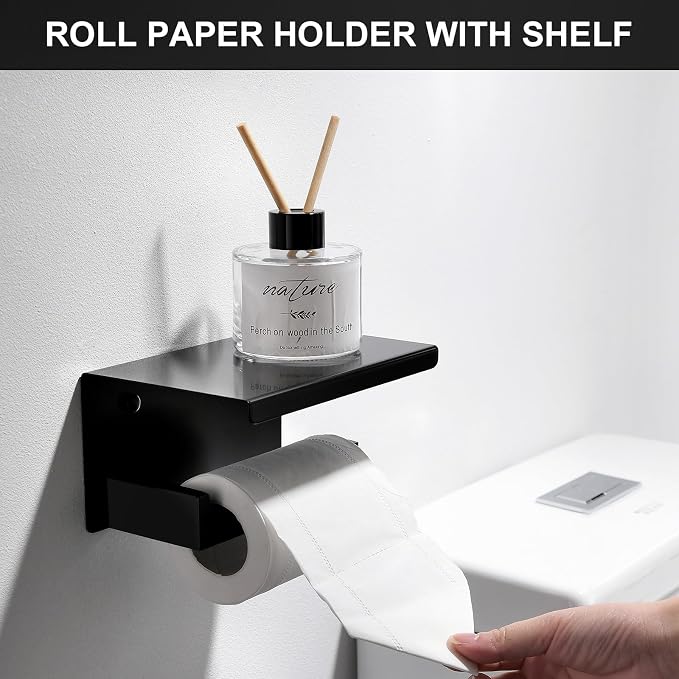 5 Pieces Bathroom Hardware Set Black and Gold Towel Bar Set, Toilet Paper Holder - Image 3