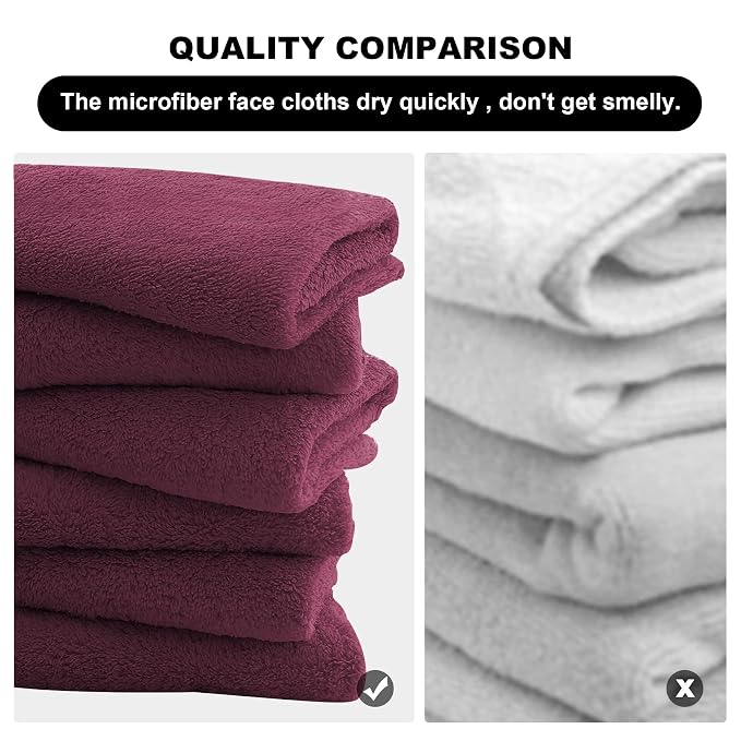 MOONQUEEN Microfiber Facial Cloths Fast Drying Washcloth 12 Pack - Image 6