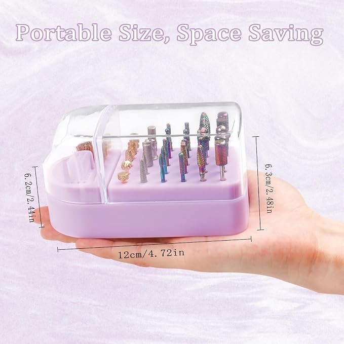 Nail Drill Bits Holder 2 in 1 Nail Drill Bits Cleaning Brush Case, 30 Holes - Image 8