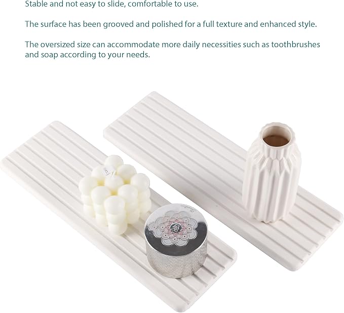 2 PCS Water Absorbent diatomite Coasters, 12.2" x 4" Water Absorbing Stone Tray - Image 5