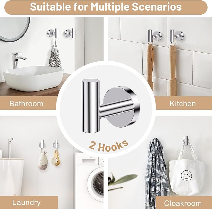 Polished Chrome Bathroom Hardware Set, 4-Piece Towel Holder Set Include Double - Image 4