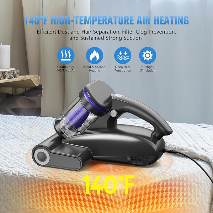 Bed Vacuum Cleaner Mattress Vacuum Cleaner, 16Kpa Powerful Handheld Vacuums - Image 4