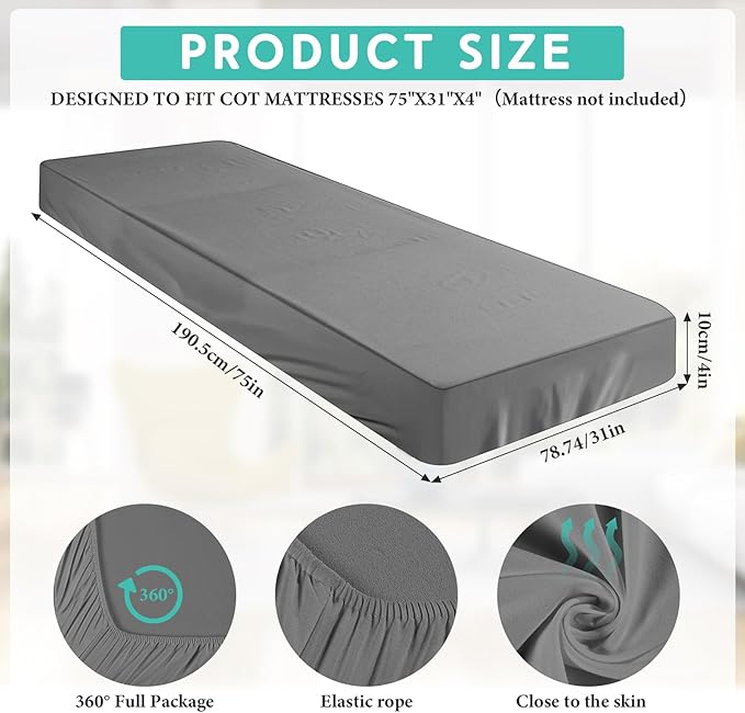 Breling Fitted Sheet (Sheet Only) Compatible with Milliard Trifold Mattress Folding Mattress Fitted Microfiber Bedsheet for Camp Bunk Rvs Bed(Dark Gray,Single,4'')