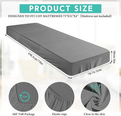 Breling Fitted Sheet (Sheet Only) Compatible with Milliard Trifold Mattress Folding Mattress Fitted Microfiber Bedsheet for Camp Bunk Rvs Bed(Dark Gray,Single,4'')
