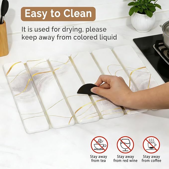 Large Stone Dish Drying Mat for Kitchen Counter, Foldable Water Absorbing - Image 5