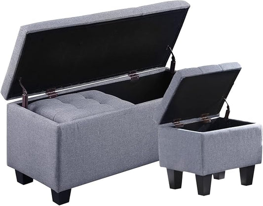 Hinged Storage Ottoman Set of 3 by TASSULLO