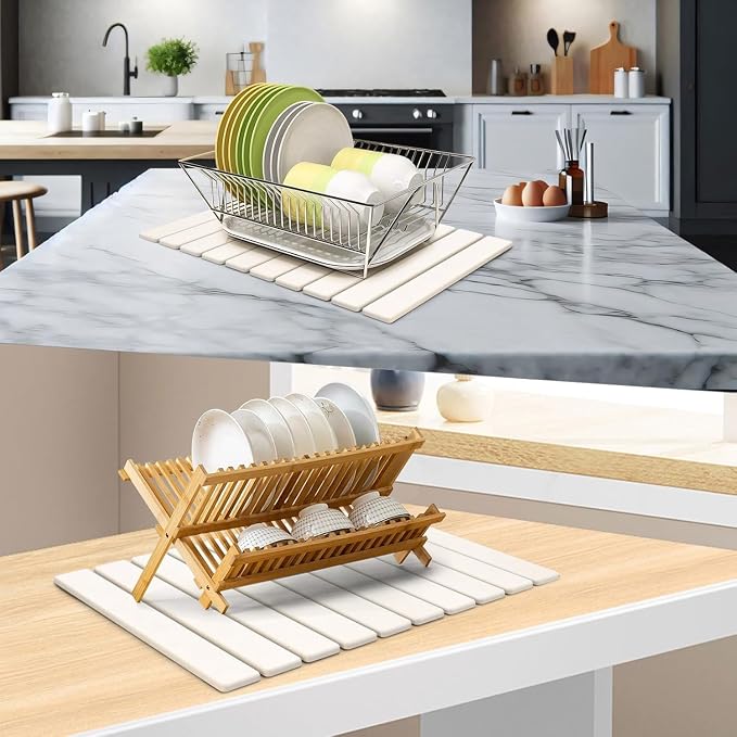 Large Stone Dish Drying Mat for Kitchen Counter, Super Absorbable Diatomaceous - Image 6
