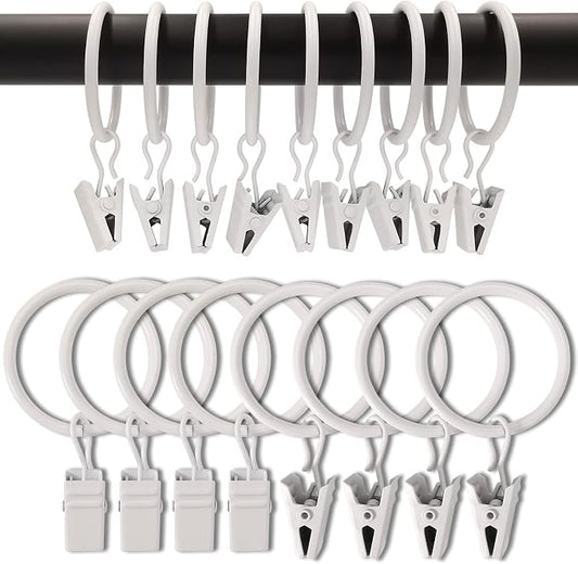 100 Pack Curtain Rings with Clips, Drapery Clips with Rings, Drapes Rings 1.26 by AMZSEVEN