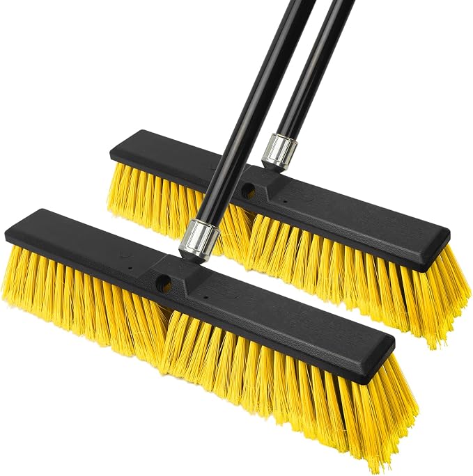 18 Inches Push Broom Outdoor，Commercial Broom Brush，Stiff Bristle Brush by Unknown