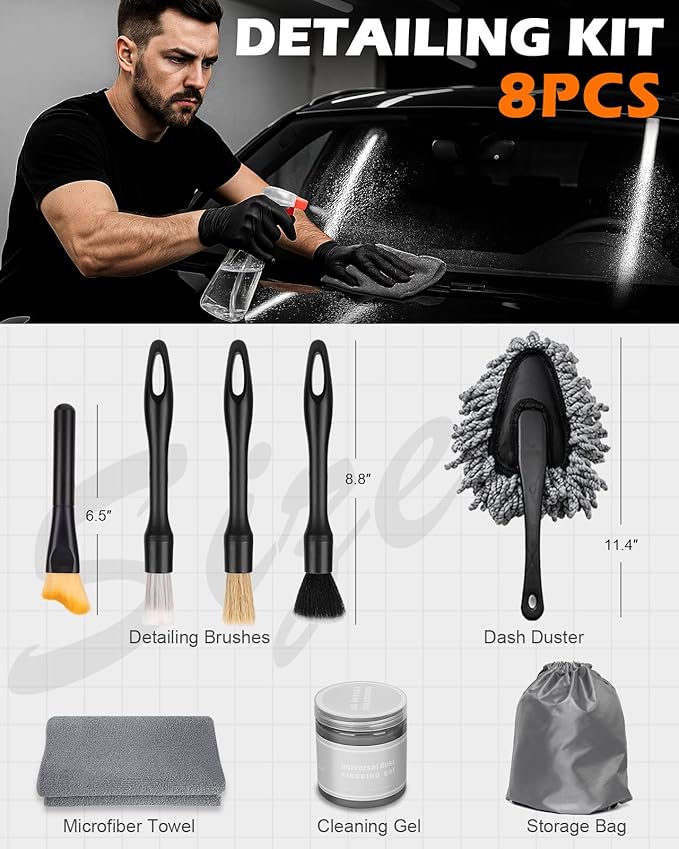 8PCS Car Detailing Brush Set, Interior Car Cleaning Kit - Image 6