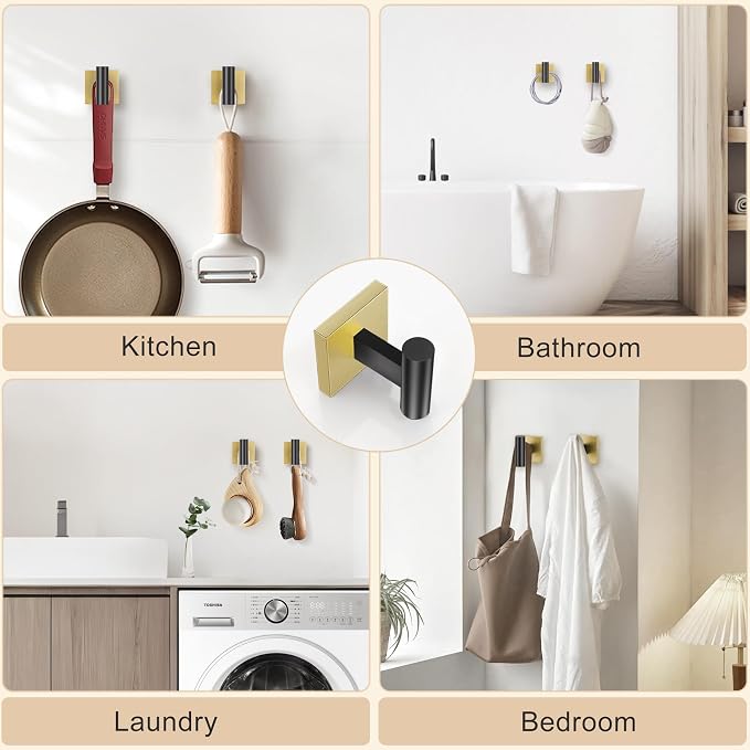 Towel Ring Set 4 Piece Bathroom Hardware Set Includes Towel Ring 2 Towel Hooks - Image 5