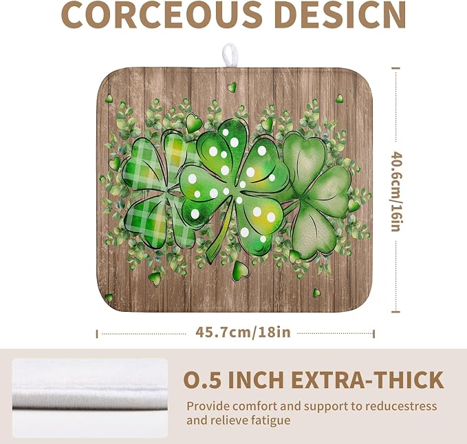 St Patricks Day Wooden Plank Shamrock Drying Mat - Image 2