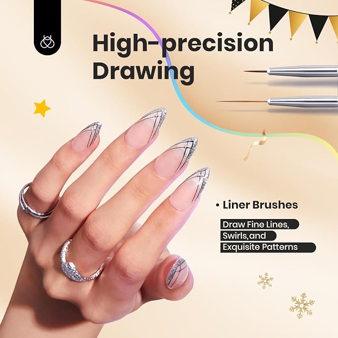 Beetles Gel Polish Nail Art Brushes, Wood Alloy Handle, Dotting Pen Clean Up - Image 2