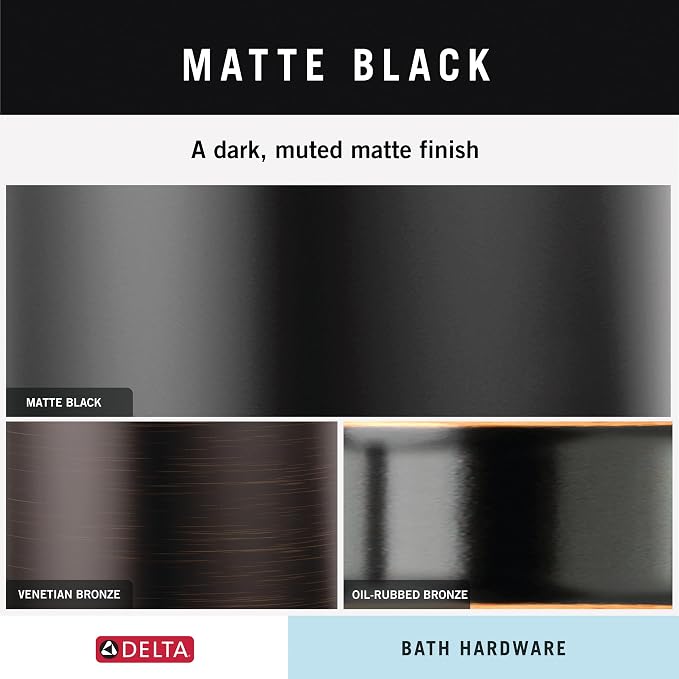 Delta Faucet Becker Toilet Paper Holder, Matte Black, Wall Mounted Euro Hook - Image 7
