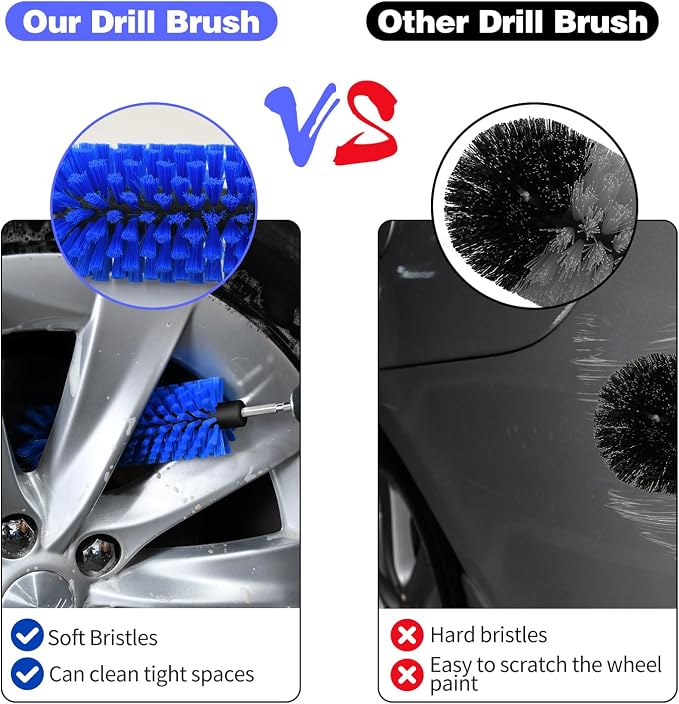 Drill Brush for Car Wheel and Bottle, Highly Dense and Durable Car Cleaning - Image 3
