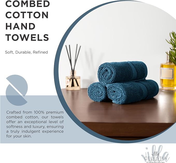 100% Cotton Hand Towel Set of 2, Sustainable, Highly Absorbent, Quick Drying - Image 2