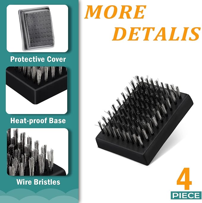 4PCS Grill Brush Replacement Heads, Wire Bristle Free Grill Cleaning Brush - Image 2