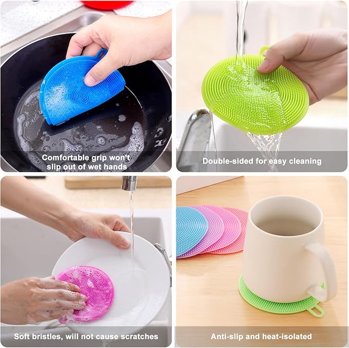 Silicone Dish Scrubber, 12 Pack Silicone Sponge Dish Brush Food Grade BPA Free - Image 2