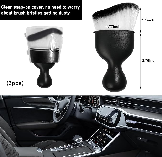 Ziciner 2 PCS Car Detailing Brush, Curved Soft Bristles Auto Removal Dust - Image 2