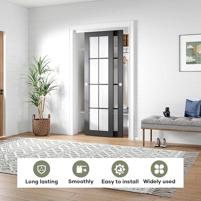 EaseLife 4FT/48in Bypass Double Sliding Pocket Door Hardware Kit, Commercial - Image 2