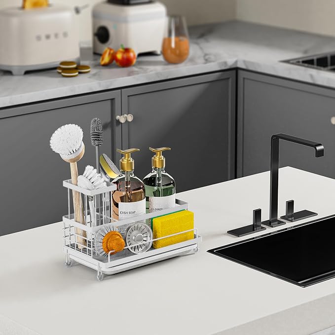 Cisily Kitchen Sink Caddy Organizer, Sponge Holder, Detergent Brush Holder - Image 5