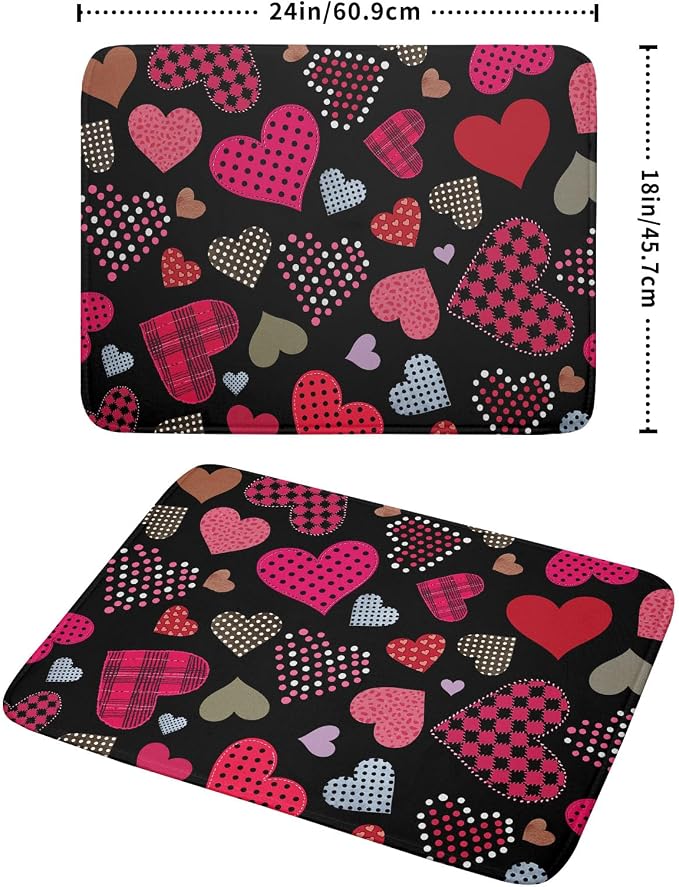 Happy Valentine's Day Black Dish Drying Mat - Image 2
