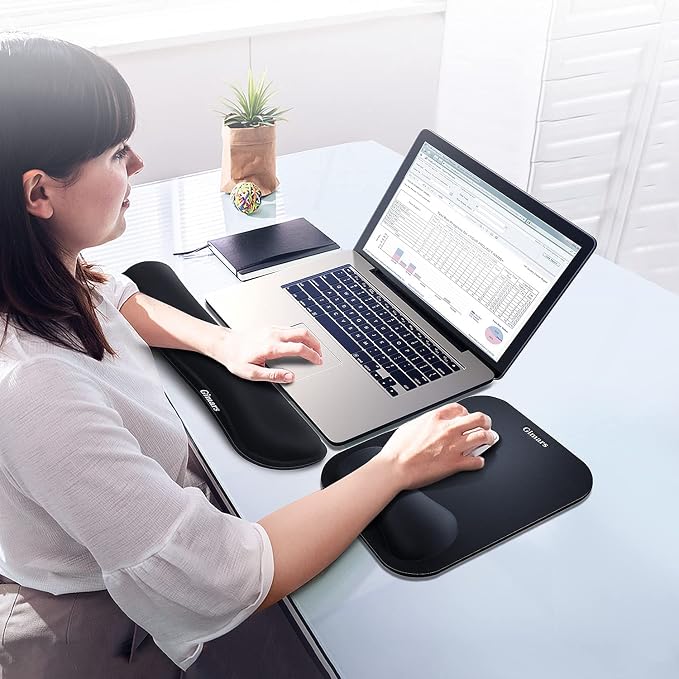 Gimars Elongate Smooth Lycra Fabric Ergonomic Mouse Pad Wrist Support, Gel - Image 8