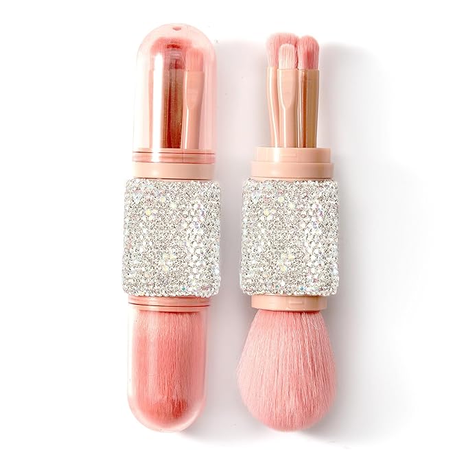 WOKOTO 4 in 1 White Diamond-Embellished Makeup Brushes by WOKOTO
