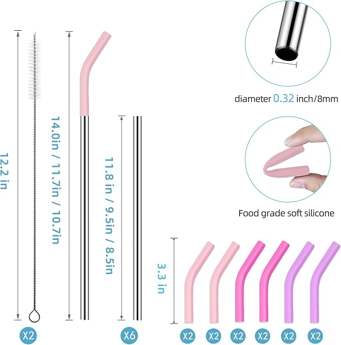 20 30 40 oz Stainless Metal Straws - Image 3