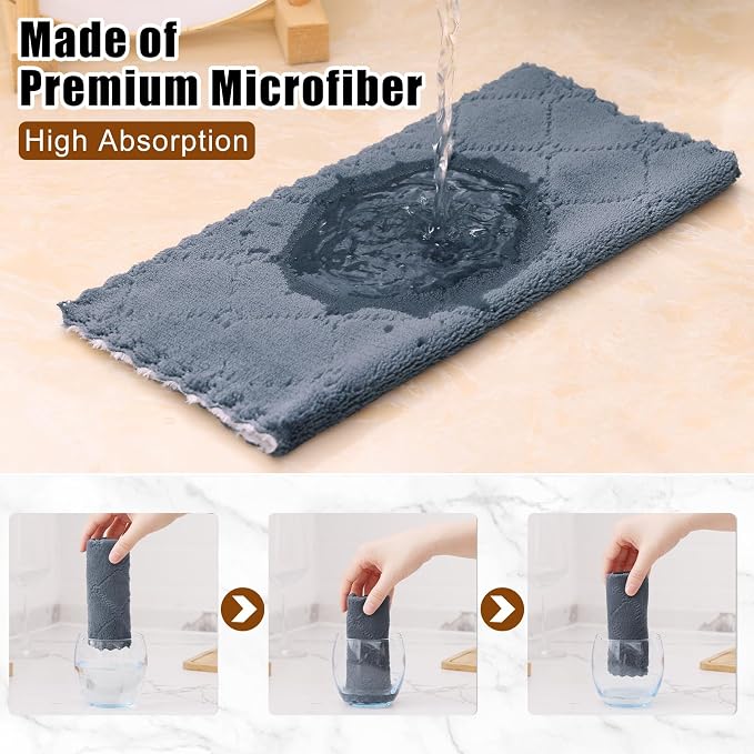 Mordimy 12 Pack Kitchen Cloths Dish Towels, Super Soft and Absorbent Dish Cloths - Image 3